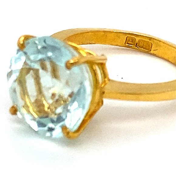 Aquamarine 7.45ct Solid 22K Yellow Gold Ring - Picture 6 of 7